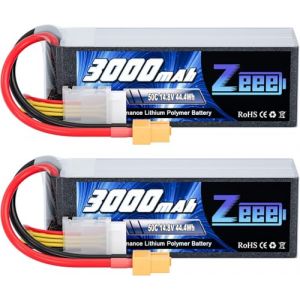 Zeee 4S Lipo 3000mAh 14,8V 50C Batterie RC avec Prise XT60 pour RC Voiture, Camion, Avion, hélicoptère, Bateau...(2pcs) (ZEEE POWER, neuf)