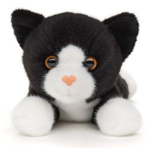 Uni-Toys - Chat Noir et Blanc, couch&eacute; &ndash; 20 cm (Longueur) &ndash; Peluche Doudou (Uni-Toys Shop, neuf)
