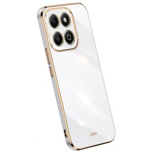 Topme Coque en Silicone pour Honor X6b (4G) (6.56" inches), [ Etui Housse de T&eacute;l&eacute;phone de Style Bord Dor&eacute;] - Blanc (topme, neuf)