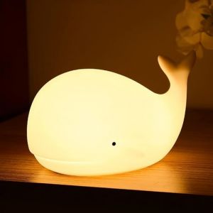 LOVERUIS Veilleuse Enfants, 7 couleurs Lampe de Nuit Bébé Veilleuse, Kawaii Veilleuse Déco Chambre Bébé Veilleuse Enfants Batterie, portable pour cadeau déco (Baleine) (Baleines) (Gudingdang, neuf)