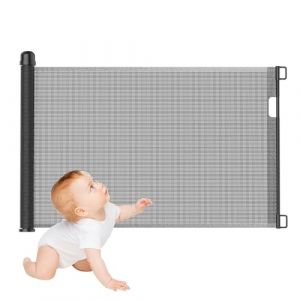 Froadp PVC Barriere de Securite Retractable, Barriere Animaux, Barrière de Sécurité Escalier pour Enfants, Grilles de Porte Barrières pour Chiens, Porte D'escalier (0-150cm, Noir) (Super Onlinebolt, neuf)