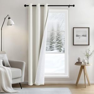 MIULEE Rideau Thermique Isolant Anti Froid et Chaleur avec Doublure, Blanc Rideau de Porte Isolant Thermique Lot de 1 (L 100 x H 200 CM), Double Rideaux Occultant et Thermique Epais (MIULEE HOME, neuf)