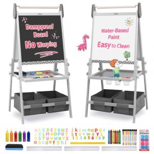 FUNLIO Tableau Enfant Double Face 3-8 Ans, Tableau Anti-Déformation & Effaçable avec Magnétique/Blanc, 3 Hauteurs Réglables, Rouleau de Papier - Gris (EletreeEU, neuf)