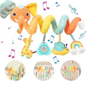 Coriver Spirale d'activité Bébé, Spirale Poussette Bebe, Peluche Jouets pour Poussettes, Jouet Eveil Bebe 0-3 Mois, Cadeau Jouets de Landau pour Nouveau 6 9 12+ Mois (3. orangé) (Coriver, neuf)