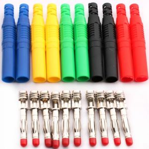 RUNCCI-YUN 10 pi&egrave;ces Fiches bananes isol&eacute;es 4 mm,4mm souder m&acirc;le fiche Banane Fil &agrave; Bricolage connecteurs pour fils de test de multim&egrave;tre （noir bleu rouge vert jaune） (RUNCCI-YUN, neuf)