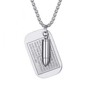 Richsteel Pendentif Collier Homme Balle Plaque Dog Tag Collier Pendentif Plaque en Argent&eacute;,Dog Tag Style Militaire Arm&eacute;e pour Homme Pendentif d&rsquo;Identification ID (Richsteel Jewellery, neuf)