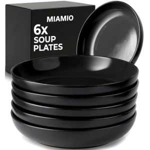MIAMIO &ndash; 890 ml Kit de 6 bols &agrave; p&acirc;tes/bols &agrave; salade, assiettes &agrave; p&acirc;tes bols larges et peu profonds, grande assiette creuse en gr&egrave;s c&eacute;ramique pour servir la soupe (Blochergroup FR, neuf)