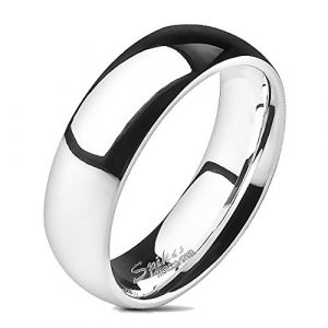 Bague Anneau en Acier Inoxydable Argenté - Poli Miroir - 6 mm - Taille 49 a 69 - Mixte Homme/Femme (Tata Gisèle, neuf)