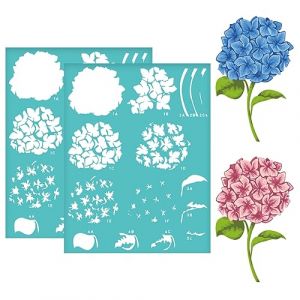 OLYCRAFT 2Pcs 22x28cm Pochoir de s&eacute;rigraphie Auto-adh&eacute;sif en Forme de Feuille d'hortensia Pochoir de s&eacute;rigraphie en Forme de Feuille d'hortensia Pochoir pour la Peinture de Tissu de t-Shirt DIY (OLYCRAFT EU, neuf)
