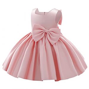 IBAKOM Bébé Petites Enfant Filles Bowknot Tutu Princesse Robe Bal Anniversaire Formel fête Mariage Baptême Demoiselle d'honneur Communion Robe Rose 5-6 Ans (ZhuL, neuf)