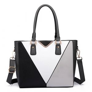 Miss Lulu Sac à Main Femme en Cuir PU - Cabas Bandoulière Multicolore en Simili Cuir， Idéal pour l'École, le Travail et l'Usage Quotidien (Domile Direct, neuf)