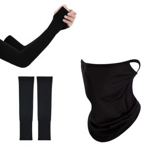 XYTAHDM 1 Pcs Écharpe de Cou Visage Triangle + 1 Paires Manchette Bras,Respirant Léger Protection contre les UV et la Poussière,Unisexe Manchette Gaming Manchettes de Bras Sport,Noir (Newbilty OU, neuf)