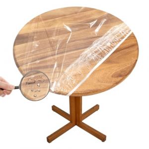 Yuragim Nappe de table transparente, ronde, lavable, diamètre 90-110 cm, résistante aux intempéries, élastique, pour l'extérieur, jardin, restaurant (YUNBOZHANGYU, neuf)