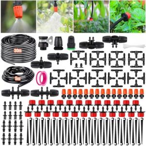 MQVXT Syst&egrave;me d'irrigation Jardin, 185Pcs Kit d'irrigation Goutte, 30m+5m Kit Arrosage Automatique,Kit d'irrigation Goutte &agrave; Goutte Syst&egrave;me d'irrigation pour Jardin pour Jardin pelouse Serre Plantes (HORVATHHGFHGV S.R.L., neuf)