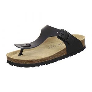 AFS-Schuhe 2107 - Tongs tendance pour femme - En cuir - Mules confortables avec semelle intérieure - Fabriquées en Allemagne, Cuir lisse noir., 36 EU (AFS-Schuhe, neuf)