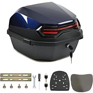 NUACOS 35L Coffre de Moto Universel Top Case éTanche Casques de Coffres et Bagages pour Quad ABS Queue Boîte avec Dossier,Verrouillable Motos Top Box pour Scooter/Motorcycle,Bleu,16 * 16 * 11in (XGShop Épicerie, neuf)