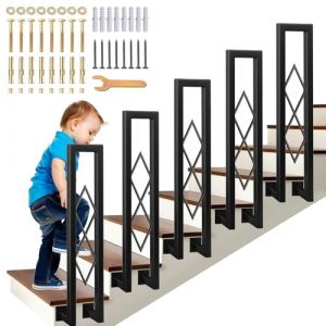 AIOJXHY Rampe Escalier Intérieur en U avec Motif de Diamant, Fer Tube Carré Garde-Corps avec Pose Iatérale, Moderne Main Courante pour Grenier, Villa, Extérieur (110cm) (bingemaoygongsi, neuf)