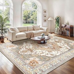 GENIMO Tapis Salon Antidérapant Vintage Oriental Tapis Lavable en Machine, À Poils Courts, Tapis Entree Interieur, Chambre, Couloir, 120x170CM, Brique (GENIMO FR, neuf)