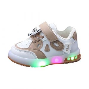 Baskets lumineuses en forme de panda pour tout-petits gar&ccedil;ons - Chaussures de sport clignotantes pour b&eacute;b&eacute; fille - Chaussures de marche l&eacute;g&egrave;res et respirantes &agrave; enfiler avec semelle plate en (dausxiaux, neuf)