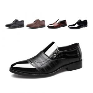 Hitmars Chaussure Derby Homme à Lacets Chaussure Ville Cuir Vernis Brogues Casual Oxfords Mariage Business Classique FL1812 Noir Taille 46 (Free Mobile OU, neuf)