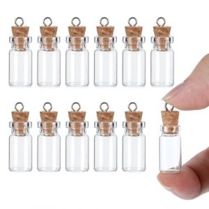 Piriuuo Lot de 12 tubes à essai avec bouchon, 1,5 ml, petites bouteilles en verre avec bouchon, mini bouteilles en verre à remplir, liège pour bricolage, mariage, (mountainjade, neuf)