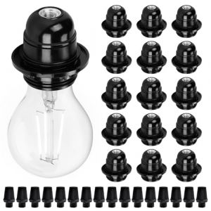 Lot de 16 douilles E27 noires : 250 V 4 A en plastique E27, douille de lampe vintage &agrave; filetage ext&eacute;rieur, remplacement pour lampe de table, lampadaire, plafonnier (ANDRECHR, neuf)