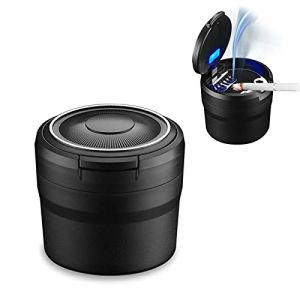 Fcslvy Cendrier voiture,cendrier de voiture détachable à nettoyage facile avec lumière LED avec couvercle rabattable, cendrier auto-extinguible pour voitures Van Camping en plein air(Noir) (JIEENDA, neuf)