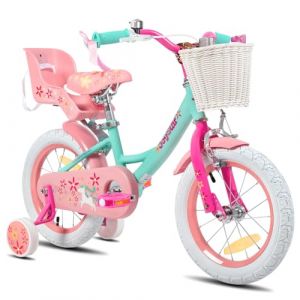 JOYSTAR Vélo Licorne 16" pour Fille de 5-7 Ans, vélo Enfant avec siège de vélo de poupée et Roues stabilisatrices, Vert (Sugoo-EU, neuf)