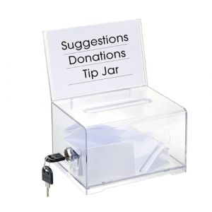 KAFENDA Urne en acrylique avec serrure – Boîte à suggestions sécurisée parfaite pour cartes de visite (15,9 x 11,4 x 10,2 cm) transparente (zekang+, neuf)
