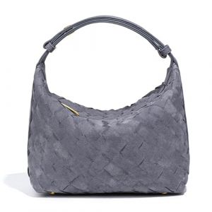 Luxueux sac besace en daim - Sac à bandoulière en cuir tissé avec intérieur spacieux, gris, 8in x 4in x 6in (weihaizhiweishangmaoyouxiangongsi2, neuf)