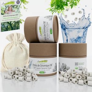 Aimez La Nature 35 Perles de Céramique EM® Avec Joli Pack Ecologique et Sachet Coton Certifié Bio, Purificateur Naturel Eau Robinet, Filtration Eau pour Carafe Bouilloire Lave Linge Lave Vaisselle (AIMEZ LA NATURE, neuf)