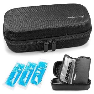 YOUSHARES Trousse Isotherme Insuline avec 3 Poche de Glace - Sac Isotherme Insuline Medicament Diab&eacute;tique, Pochette Isotherme Insuline Voyage Approuv&eacute;e par TSA pour Stylo Insuline, Seringue, EVA Noir (Heartorigin-FR Direct, neuf)