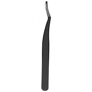 Eyelashes Tweezer False Lash Application Stainless Steel Eyelash Extension Tool Curved, Ideal for All Eyelash Types and Eyebrow Trimming, Comfortable Grip, 5.16in (Black (paste bag)) (Loboo idea, neuf)