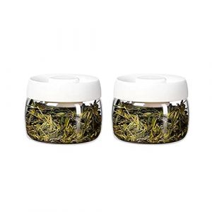Pot a sucre Récipients de stockage de thé en verre transparent Récipients à café avec couvercle scellé sous vide, bocal en verre de cuisine servant une boîte de stockage de nourriture for feuilles de (lulugongsi, neuf)
