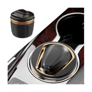JNNJ Cendrier De Voiture, Cendrier Voiture Portable &agrave; LED Cendrier Voitures Sans Fum&eacute;e, Cendriers Cigarette Voiture D&eacute;tachable Avec Couvercle, Accessoires D&eacute;coratifs Pour Voitures, Maison(Or) (KJHmaoyi, neuf)