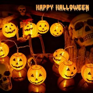 Guirlande lumineuse d'Halloween 3 m 20 LED 3D avec t&ecirc;te de mort &eacute;tanche &agrave; piles 8 modes scintillants Squelette Blanc chaud pour l'int&eacute;rieur et l'ext&eacute;rieur F&ecirc;te &agrave; la maison&hellip; (Cha&icirc;ne de lanternes) (qiyukeji, neuf)