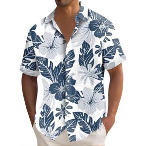 Uwdiohq Homme Chemises Chemise Homme Rose en Lin Noire Manche Courte &Eacute;t&eacute; A Fleur Halloween Blanche Femme sans Repassage Plage Rabat sur Chemises Medievale Jean Bleu Roi (Uwdiohq, neuf)