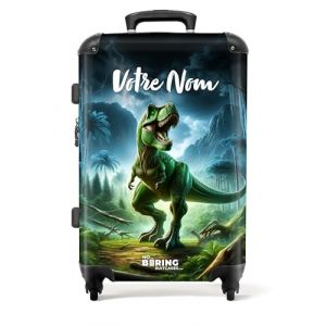 NoBoringSuitcases.com Valise Enfant, Grande Valise, Valise Personnalisable, Valise Enfant Garcon, Valise Enfant Roulette, avec TSA, Valise 23kg, Valise Grande Taille (67cm - 72L), (Dinosaure - Vert) (NoBoringSuitcases, neuf)