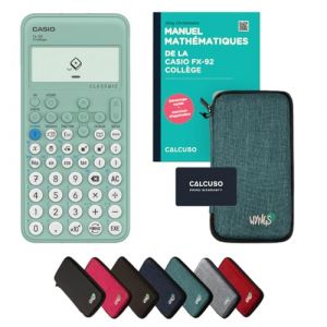 Casio fx-92 Collège avec Housse de Protection Turquoise et Manuel (88 Pages, DIN A5) – Calculatrice Scientifique – Smart Set (CALCUSO, neuf)