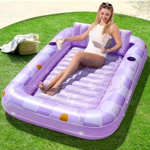 Sloosh Matelas Gonflable 178 x 116 cm pour Piscine, Bain de Soleil pour Adultes, Flotteur de Piscine, Matelas Gonflable pour Adultes, divertissements d'&eacute;t&eacute;, f&ecirc;te Aquatique (Fleur Violette) (Joyin Direct, neuf)