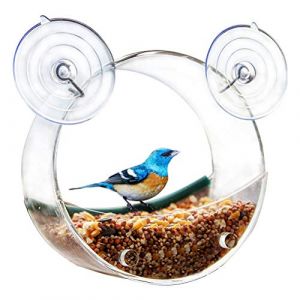 Mangeoire pour fen&ecirc;tre pour Oiseaux, nichoir &agrave; Oiseaux en Acrylique, mangeoire &agrave; Oiseaux avec 3 ventouses puissantes, pour fen&ecirc;tre de Jardin (Ronde) (Yangshuo West Street, neuf)