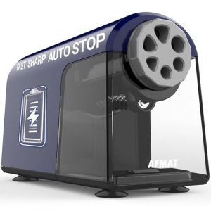 AFMAT Taille-crayon électrique automatique avec récipient pour crayons de couleur (6 à 11 mm), extra aiguisé, résistant, rechargeable, pour crayons épais et fins, à la maison, à l'école, bleu (AFMAT Direct EU, neuf)