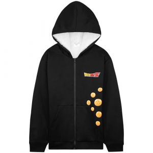 Dragon Ball Z Sweat &agrave; Capuche Enfant Gar&ccedil;on et Ado 9-16 Ans, Sweat Zipp&eacute; Comfy Polaire Cosy Hiver Hoodie, Cadeau Manga Fans (15-16 Ans, Noir Dragon Ball) (Get Trend., neuf)