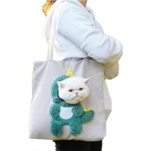 SJTJSPX Sac Transport pour Chat Chien,Sac &agrave; Bandouli&egrave;re Chien Chat,Sac &agrave; Main Portable,Sac de Voyage pour Petits Animaux R&eacute;glable,Panier Transport Cabas avec Sangle de S&eacute;curit&eacute; Interne Sacoche (QIQIXINXINZI, neuf)
