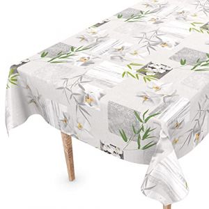 Nappe en toile cirée lavable, bord coupé, motif orchidée, spa, facile d'entretien, 260 x 140 cm (anrotradegmbh, neuf)