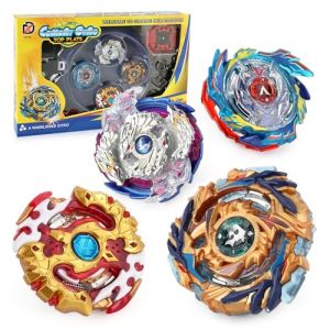 Funmo Toupie Burst Set, 4PCS 4D Set Toupie Metal Fusion avec Arena Metal Fight,Set Jouets Classiques pour La Fête des Enfants- 4 Toupie + 2 Lanceurs (ebeey, neuf)