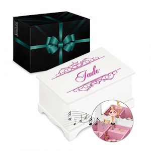 Maverton Boîte à Bijoux Musicale personnalisée avec ballerine - 17x11x9 Coffret à trésors avec impression pour petite fille - Boite a Musique Rangement Bijoux - Cadeau Personnalisé - Princesse (MAVERTON, neuf)