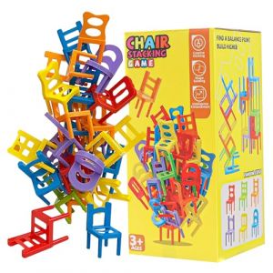 TIVUNORON 42 Pcs Jeux d'empilage de Chaises Mini, Empilage de Chaises Jeu, Jeu d'équilibre de Table Multijoueurs, Ne Tombent Pas Facilement, Convient Aux Jeux de Puzzle pour Les Fêtes de Famille (FBX SUED LIMITED, neuf)