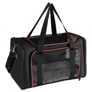 X-ZONE PET Sac de Transport approuv&eacute; par Les compagnies a&eacute;riennes, Sac de Transport Pliable avec c&ocirc;t&eacute;s Souples pour Chats et Chiots de Taille Moyenne (Taille M, Noir et Rouge) (X-ZONE PET., neuf)