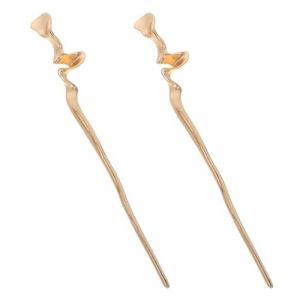 KICHOUSE Lot de 2 B&acirc;tons &agrave; Cheveux en M&eacute;tal Dor&eacute; Style G&eacute;om&eacute;trique Chinois Design Irr&eacute;gulier Torsad&eacute; Accessoires pour Cheveux Longs pour Chignons F&eacute;minins et Occasions Sp&eacute;ciales (yuzhileiji, neuf)